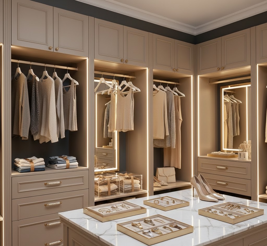 Stylish wardrobe arrangement